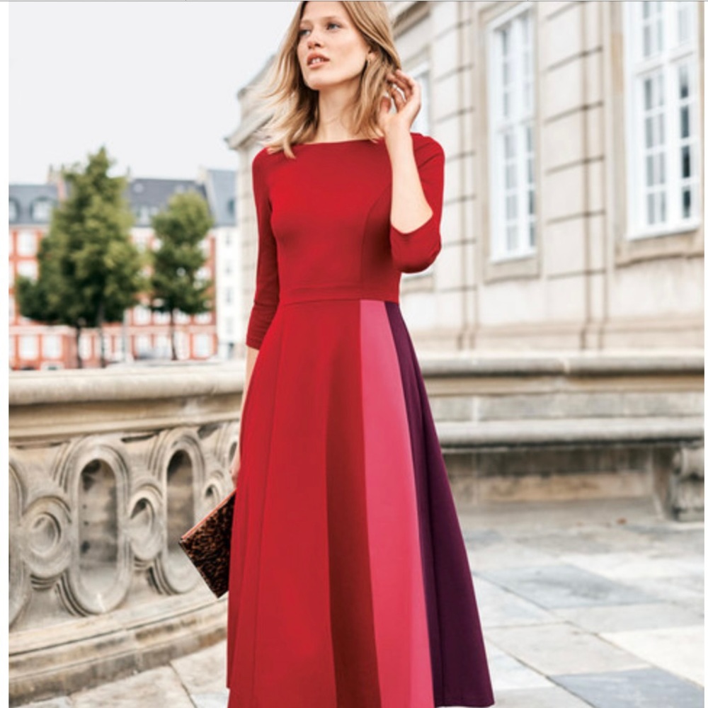 Boden Claudia Red Ponte Midi Dress